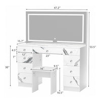 White Marble-no glass top (47.2'' Length)